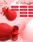 10 Speeds Rose Clitoral Stimulator With Licking Vibrator
