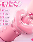 5IN1 Mouth Rose Sucking Vibrator Rose Sex Toy, 10 Tongue Licking, New APP