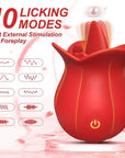 10 Speeds Rose Clitoral Stimulator With Licking Vibrator