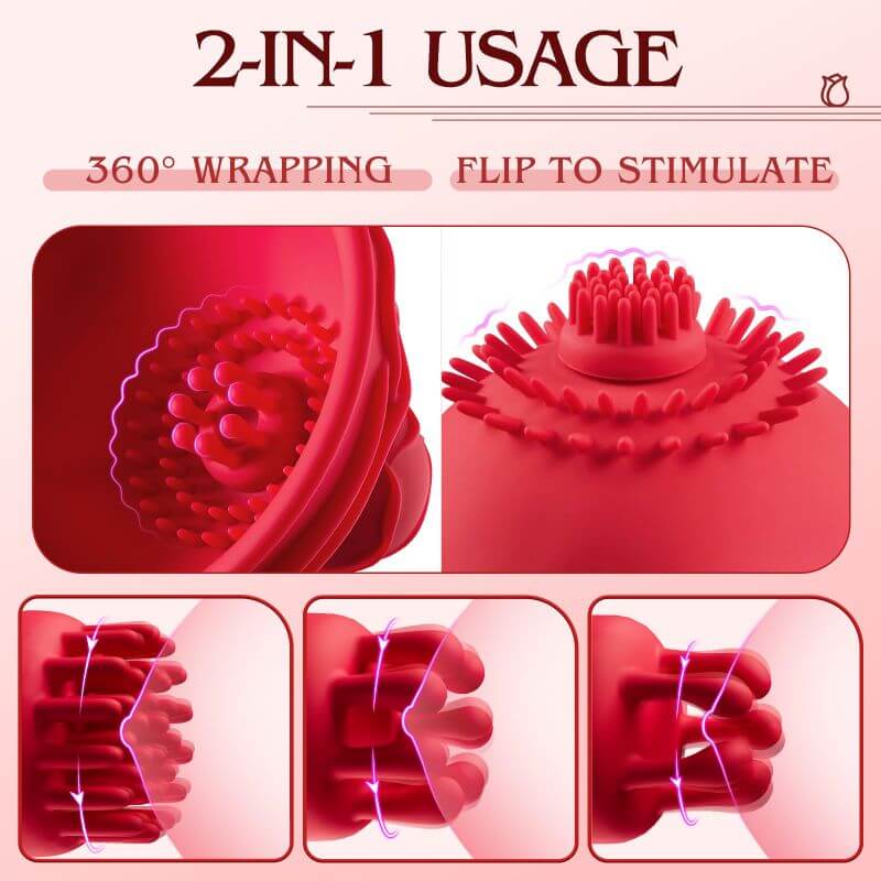 Rose Toy Nipple Massager - Triple Brush Heads with Rotation RoseZoe Rose Toy Nipple Massager - Triple Brush Heads with Rotation RoseZoe