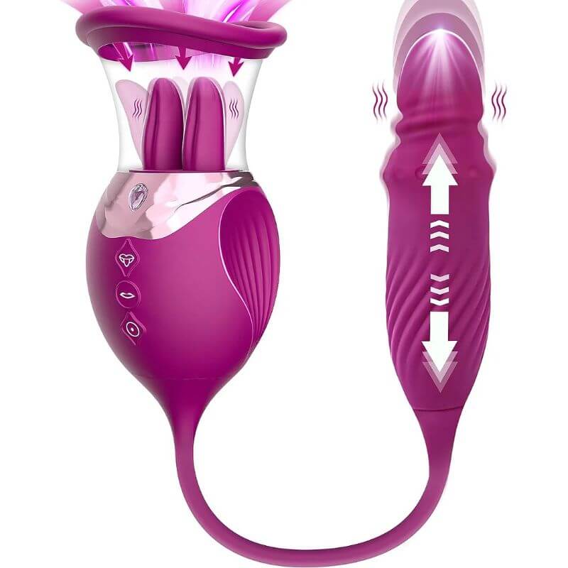 4 In 1 Rose Toy | 3 Thrusting and Vibrating Modes RoseZoe 4 In 1 Rose Toy | 3 Thrusting and Vibrating Modes RoseZoe