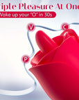 Rose Toy Vibrator For Women, Shocked Clitoral Nipple Tongue Licking Stimulator With 9 Modes, 9 Vibration Modes