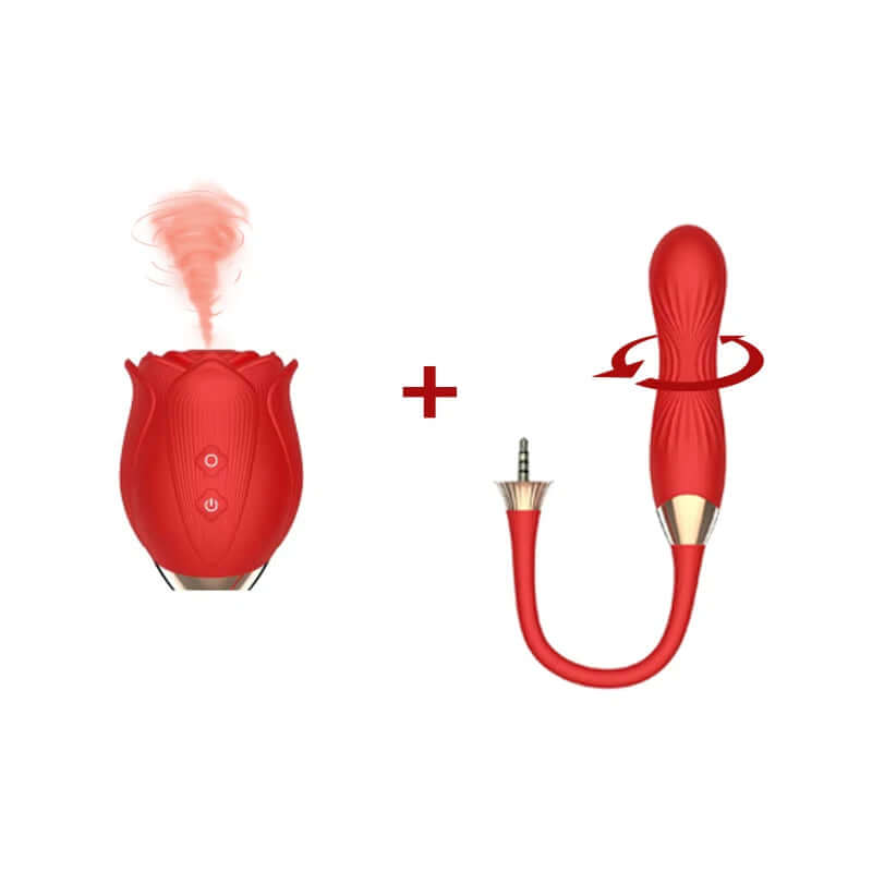 Detachable 2 in 1 Rose Sexual Toy 10 Speeds Sucking & Vibration