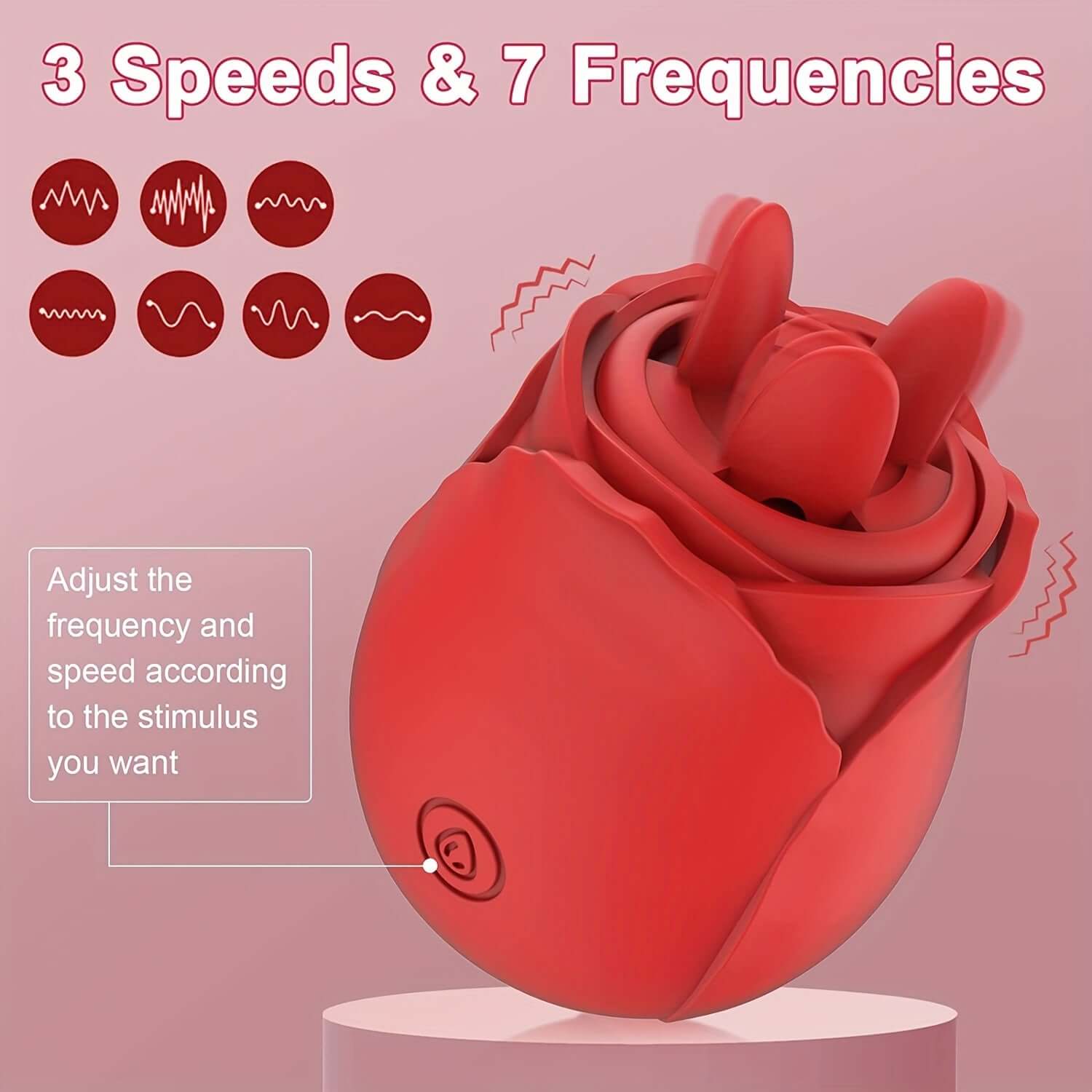 Rose Vibrator Free assembly of accessories to switch from sucking mode to licking mode