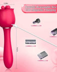 Cats Claw rose wand size and charging guide marking 8.30 inches overall, 5.51-inch stem and 2.28-inch head width with a magnetic cable attached at the rear