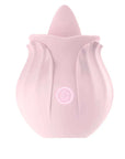 Pink option of the compact Rose Tongue Toy with layered petals, raised tip and one button