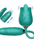 Green dual-head rose jumper with a raised tongue-shaped tip, two front controls and connected leaf-textured bud