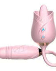 Pink dual-head rose jumper with a raised tongue-shaped tip, two front controls and connected textured bud