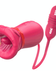 Big Mouth Rose Tongue Vibrator With Thrusting Dildo