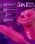 Big Mouth Rose Tongue Vibrator With Thrusting Dildo