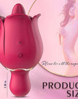 Rose lip-flap vibrator size diagram marking 4.29 inches overall and 1.18 inches for the rounded opposite tip, with two side buttons