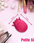 Rose pinpoint vibrator size illustration marking 57 mm across the petal head and 77 mm along the body
