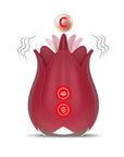 Red Rose Snatcher with an exposed tongue, petal-shaped sides and two front control buttons