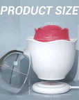 Rose suction toy size diagram showing 72 mm width, 62 mm height, 11 mm opening, clear cover and charging pad