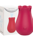 Red Rose Sucking Toy with central suction opening, one front power button and illustrated ten-function box