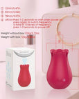 Rose Sucking Toy guide showing 78 mm height, 52 mm width, 12 mm opening, 105 g device weight and one-button operation