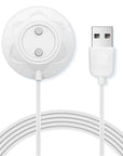 White Rose Toy charging cable with a round magnetic dock, two exposed contacts and USB-A plug