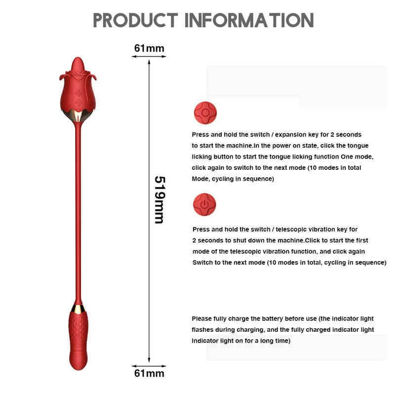 Rose Toy With Dildo Vibrator Licking & Telescopic Modes RoseZoe Rose Toy With Dildo Vibrator Licking & Telescopic Modes RoseZoe