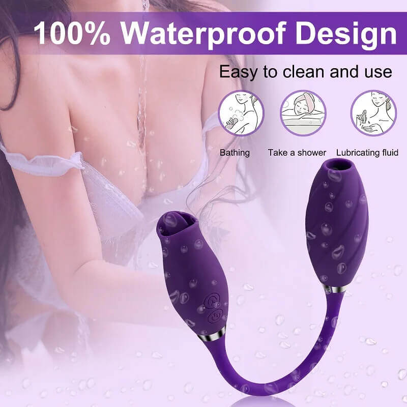 Rose Petal Vibrator With Vibrant Dildo, 10 SUCKING + LICKING RoseZoe Rose Petal Vibrator With Vibrant Dildo, 10 SUCKING + LICKING RoseZoe