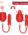 Detachable 2 in 1 Rose Sexual Toy 10 Speeds Sucking & Vibration