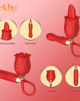 Detachable 2 in 1 Rose Sexual Toy 10 Speeds Sucking & Vibration