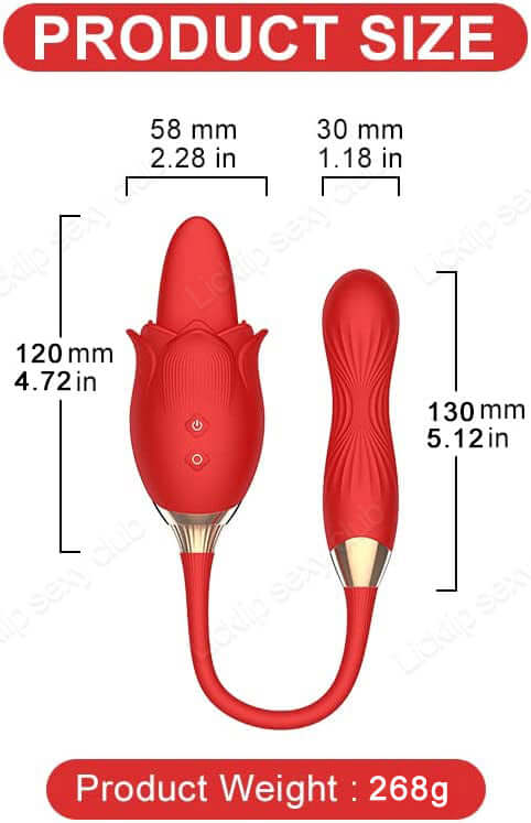 Detachable 2 in 1 Rose Sexual Toy 10 Speeds Sucking & Vibration