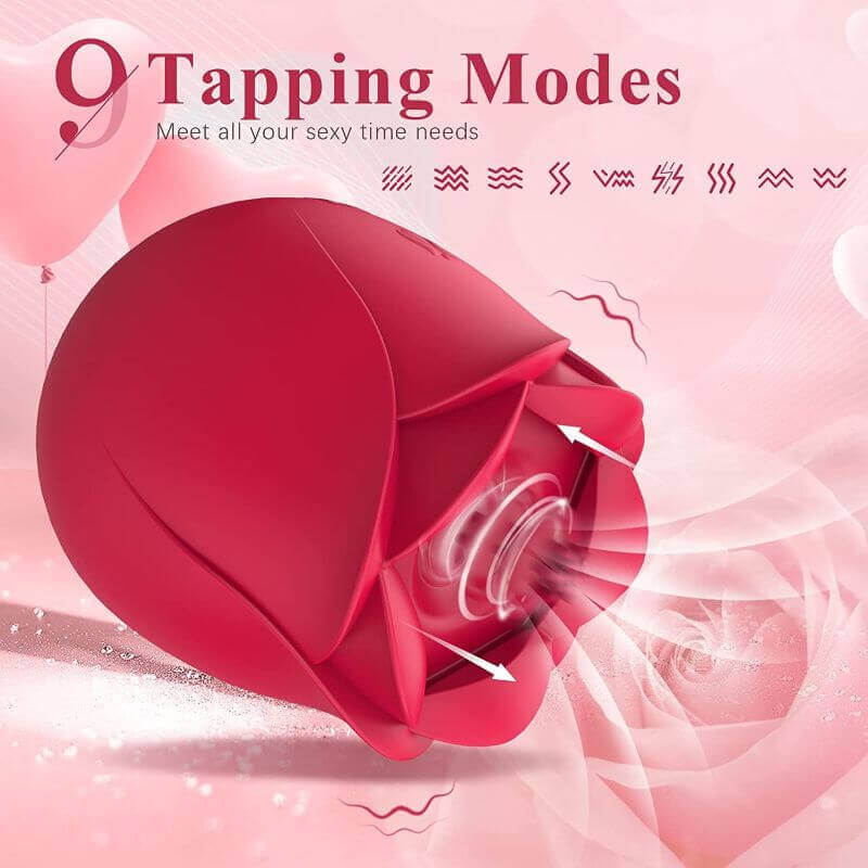 New Tapping Design Rose Vibrator - 9 Modes for Pleasure RoseZoe New Tapping Design Rose Vibrator - 9 Modes for Pleasure RoseZoe