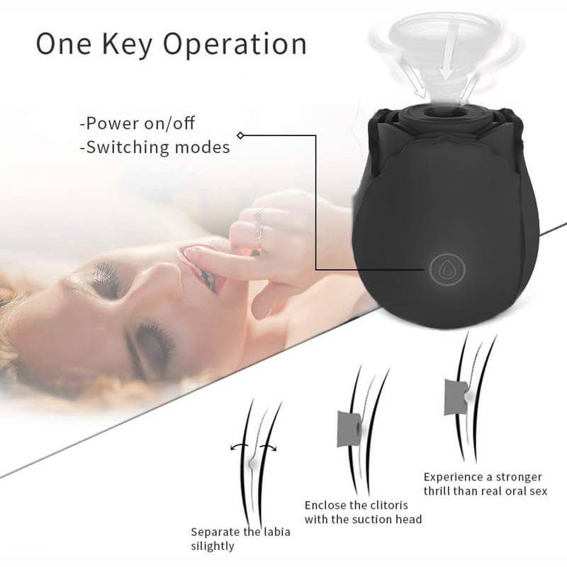 Black Rose Toy - 9 Sucking and 9 Vibrating RoseZoe Black Rose Toy - 9 Sucking and 9 Vibrating RoseZoe