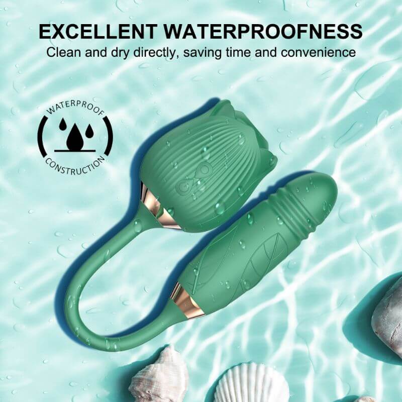 Green Rose Toy IPX7 10 modes vibrator RoseZoe Green Rose Toy IPX7 10 modes vibrator RoseZoe