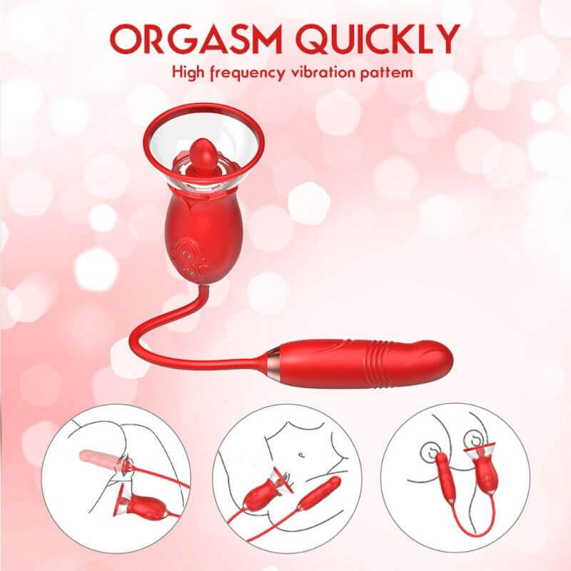 Rose Toy with Thrusting Dildo | 3 Sucking and 10 Vibrant RoseZoe Rose Toy with Thrusting Dildo | 3 Sucking and 10 Vibrant RoseZoe