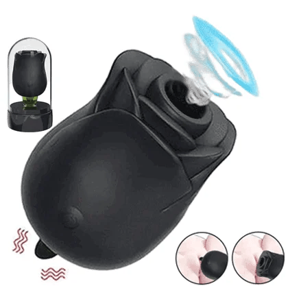 Black Rose Toy 3.0 showing rosebud-shaped head, central opening and rounded body