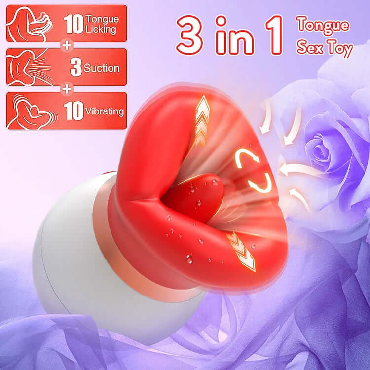 3 In 1 Rose Tongue-licking &amp; Suction Vibrator