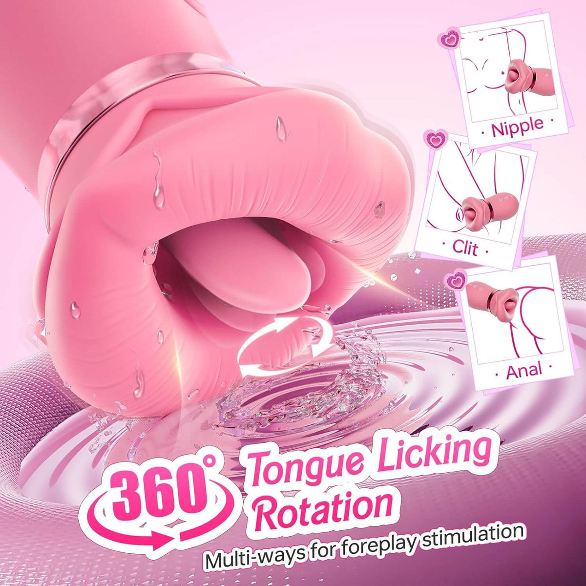 5IN1 Mouth Rose Sucking Vibrator Rose Sex Toy, 10 Tongue Licking, New APP