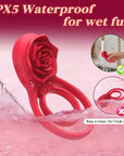 Vibrating Cock Ring with Rose Clitoral Stimulator