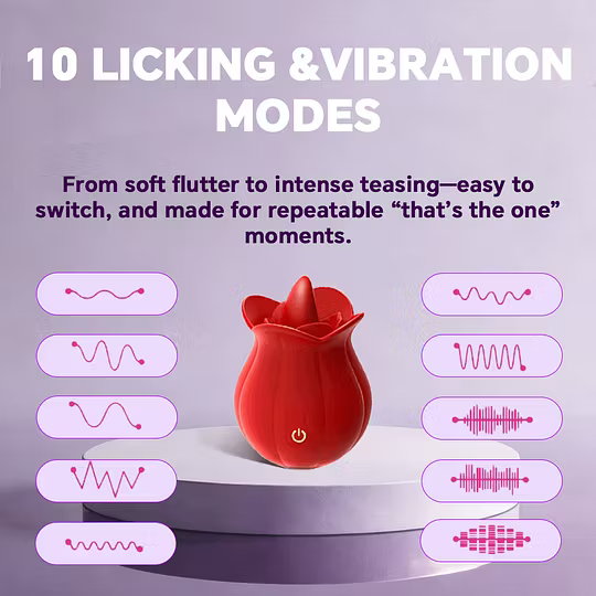 10 Speeds Rose Clitoral Stimulator With Licking Vibrator