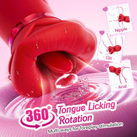 4-IN-1 Sucking & Licking Rose Toy USB Magnetic Charging & Portability