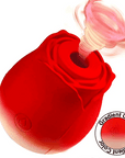 Red and white gradient Luminous Rose suction toy showing central opening and control button