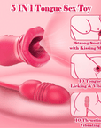 Big Mouth Rose Tongue Vibrator With Thrusting Dildo