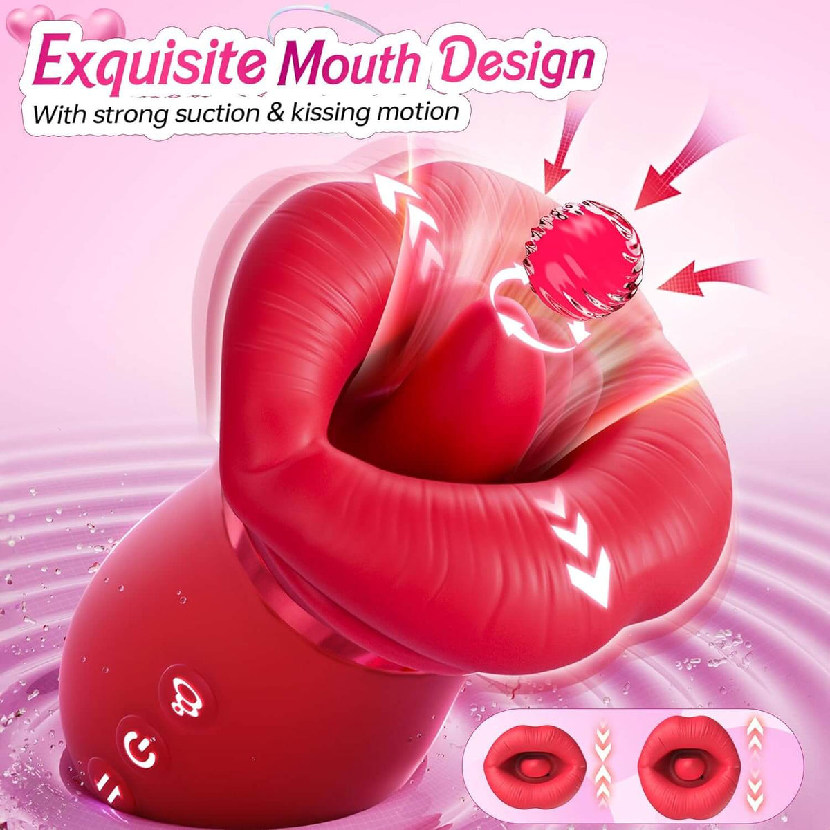 5IN1 Mouth Rose Sucking Vibrator Rose Sex Toy, 10 Tongue Licking, New APP