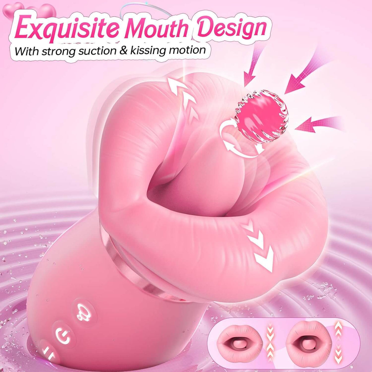5IN1 Mouth Rose Sucking Vibrator Rose Sex Toy, 10 Tongue Licking, New APP