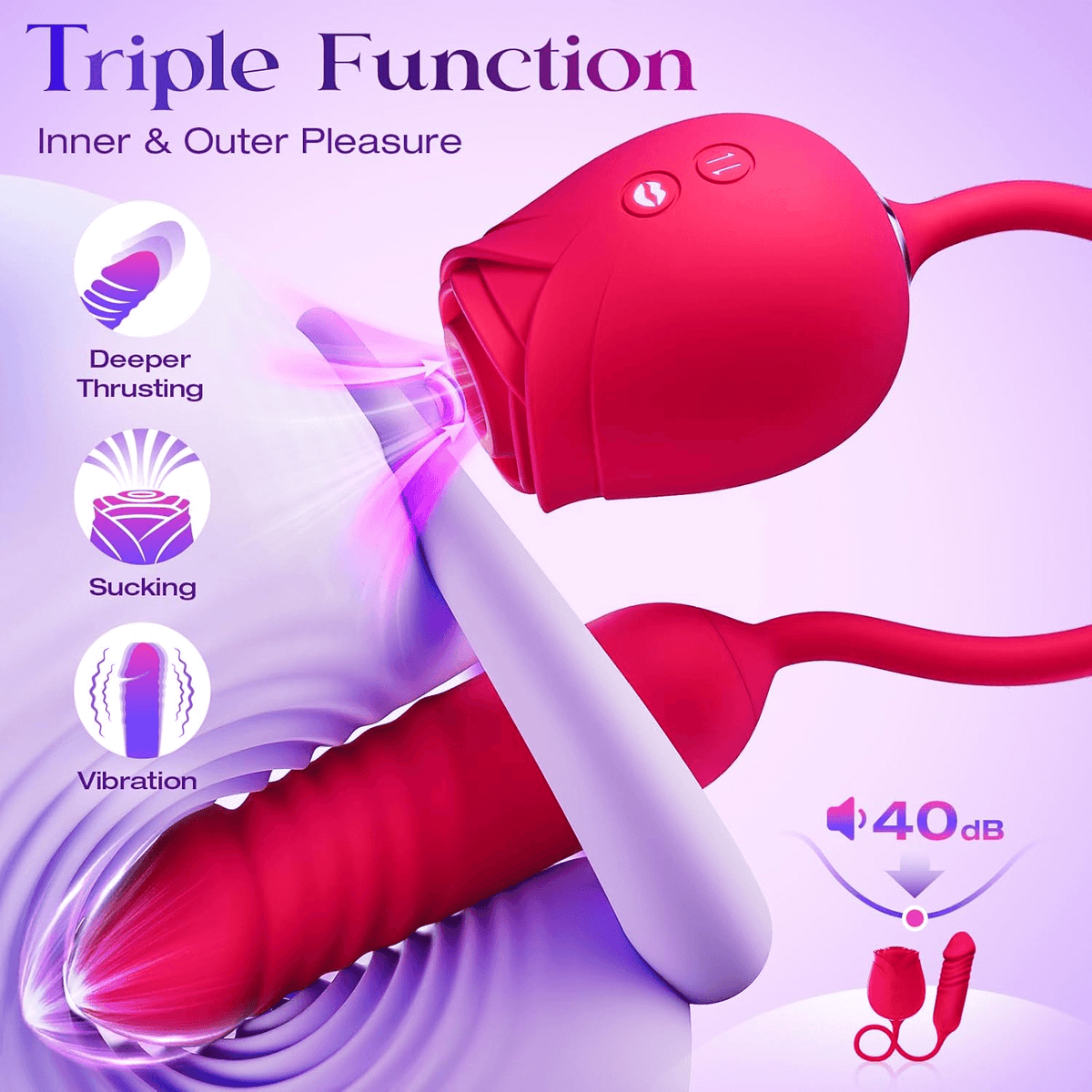 New Rose Clit Sucking Toy Dildo G-spot Vibrator
