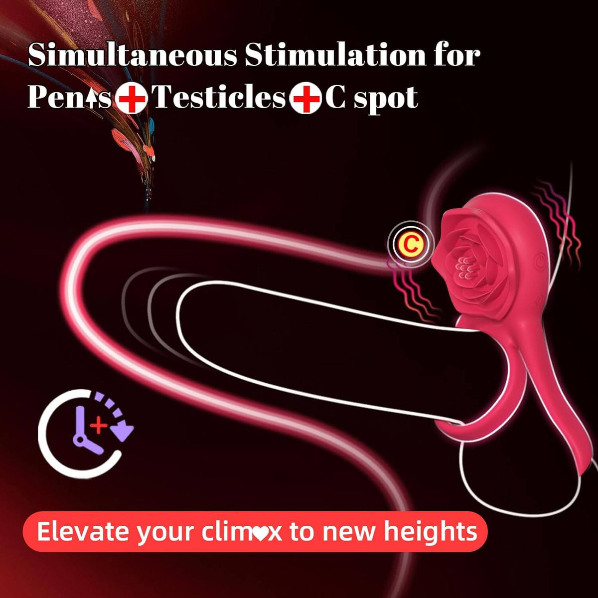 Cock Ring With Rose Clit Vibrator for Couples