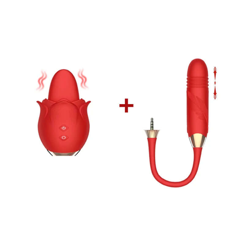 Abnehmbares 2-in-1-Rosen-Sexspielzeug mit 10 Saug- und Vibrationsgeschwindigkeiten