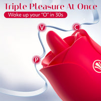Rose Toy Vibrator For Women, Shocked Clitoral Nipple Tongue Licking Stimulator With 9 Modes, 9 Vibration Modes
