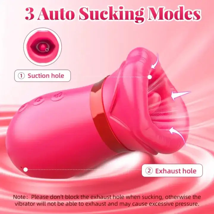 Big Mouth Rose Tongue Vibrator With Thrusting Dildo
