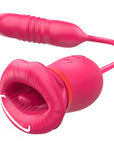 Big Mouth Rose Tongue Vibrator With Thrusting Dildo