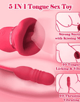 Big Mouth Rose Tongue Vibrator With Thrusting Dildo