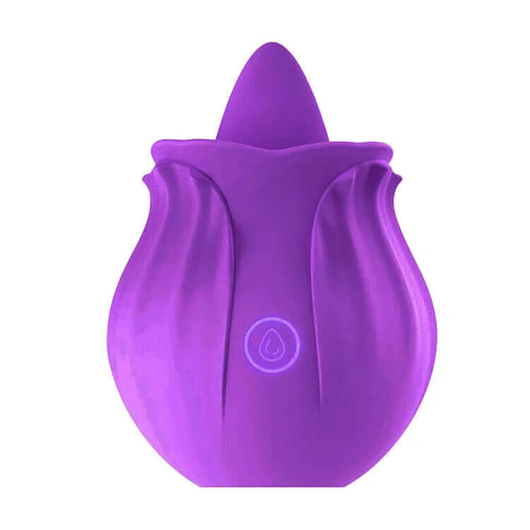 Purple Rose Tongue Toy with raised contact tip, layered petals and a single front control
