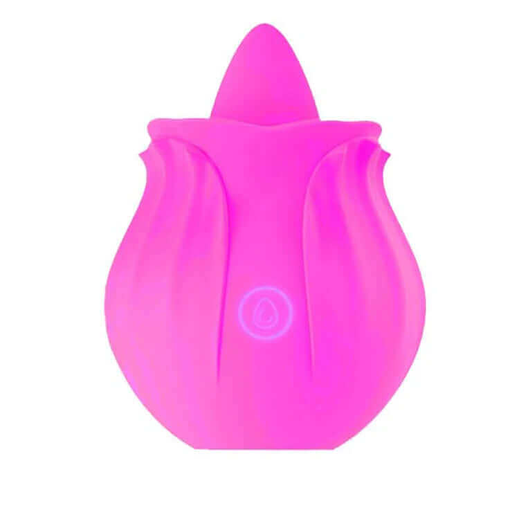 Rose Red option of the compact Rose Tongue Toy pictured in bright magenta with a raised tip and one front button