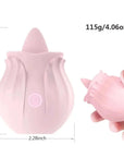 Rose Tongue Toy size guide showing 3.03 inch overall height, 2.28 inch width and 115 g listed device weight